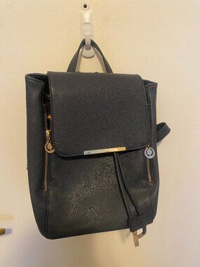 Blue Faux Leather Backpack Purse Convertible Everyday Bag